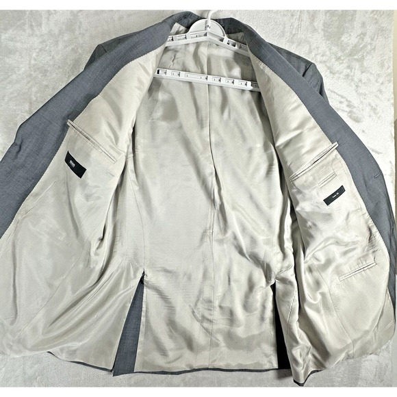 Hugo Boss Mens Super 100 Blazer 44R Wool Silver Gray Coat Pasolin Movie Formal - Picture 16 of 16